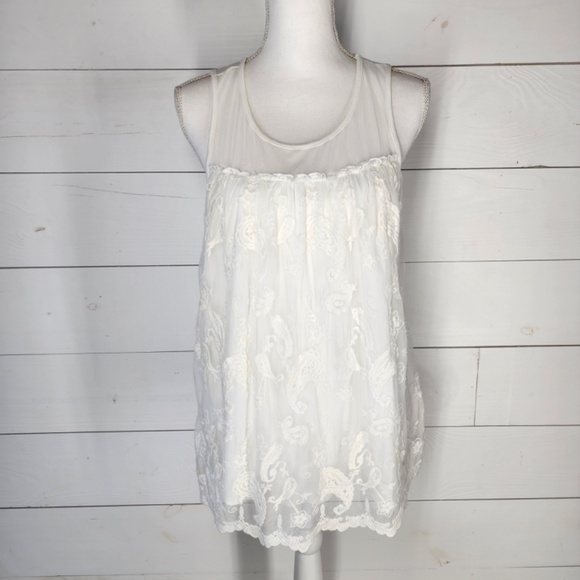 Ember White Lace Sleeveless Boho Top- Flowy Blouse Women's SMALL - Picture 10 of 10